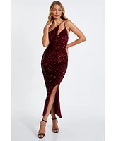 Quiz Women's One Shoulder Cut Out Sequin Maxi Dress
