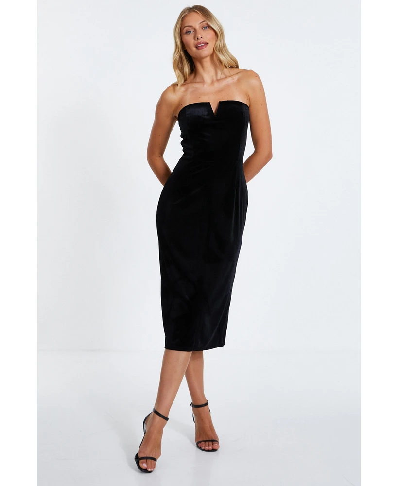 Quiz Women's Velvet Strapless Midi Dress