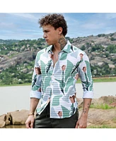 Men's Pistachio Green & Ash Grey Abstract Tulip Shirt