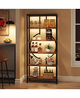 Tribesigns 70.9 Inch Industrial Bookshelf, 6-Tier Tall Bookcase with Open Shelves, Wood and Metal Display Shelf Storage Shelves for Bedroom, Living Ro