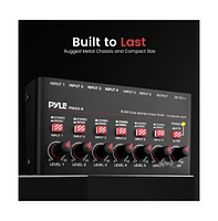 Pyle Compact Bluetooth 6-Channel Line Mixer with Usb Audio Interface