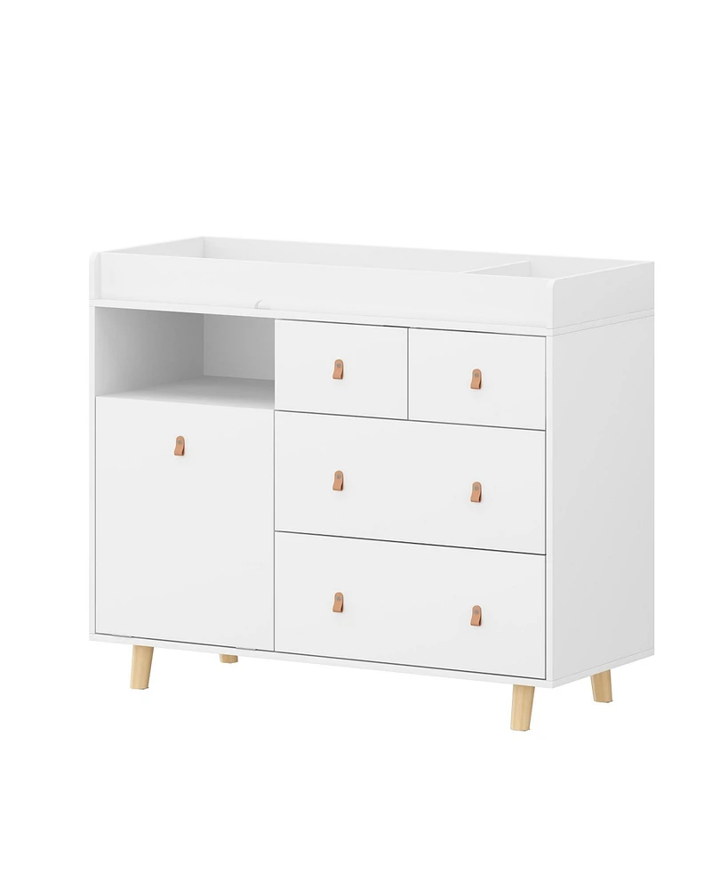 Homsee White 4-Drawer Kid Dresser Changing Table Nursery Dresser