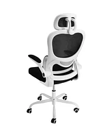 Elama High Back Adjustable Mesh and Fabric Office Chair with Metal Base Head Rest