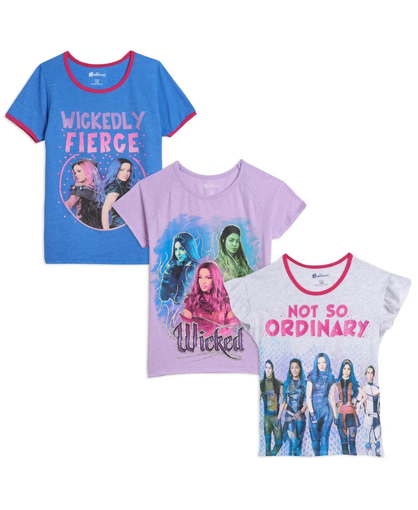 Disney Girls Descendants Audrey Evie Mal 3 Pack T-Shirts