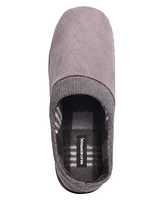Weatherproof Men's Microsuede Clog with Corduroy Collar Fleece Plaid Liner and Indoor-Outdoor Sole Slipper