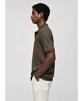 Mango Men's Ribbed Cotton Knitted Polo Shirt