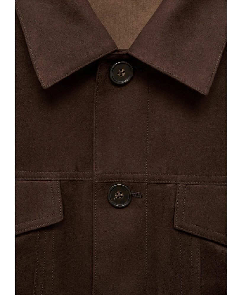 Mango Men's Pockets Detail Suede-Effect Jacket