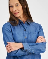 Style & Co Petite Perfect Chambray Button-Front Shirt, Created for Macy's