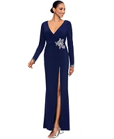 Betsy & Adam Women's Embellished Surplice Gown