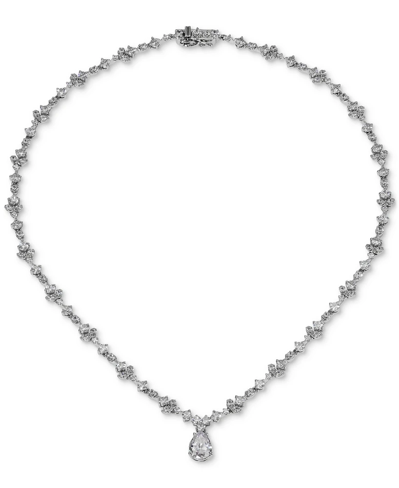 Eliot Danori Silver-Tone Cubic Zirconia 16" Pear Drop Vine Necklace, Created for Macy's