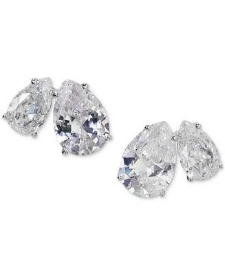 Eliot Danori Silver-Tone Pear Cubic Zirconia Stud Earrings, Created for Macy's