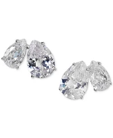 Eliot Danori Silver-Tone Pear Cubic Zirconia Stud Earrings, Created for Macy's