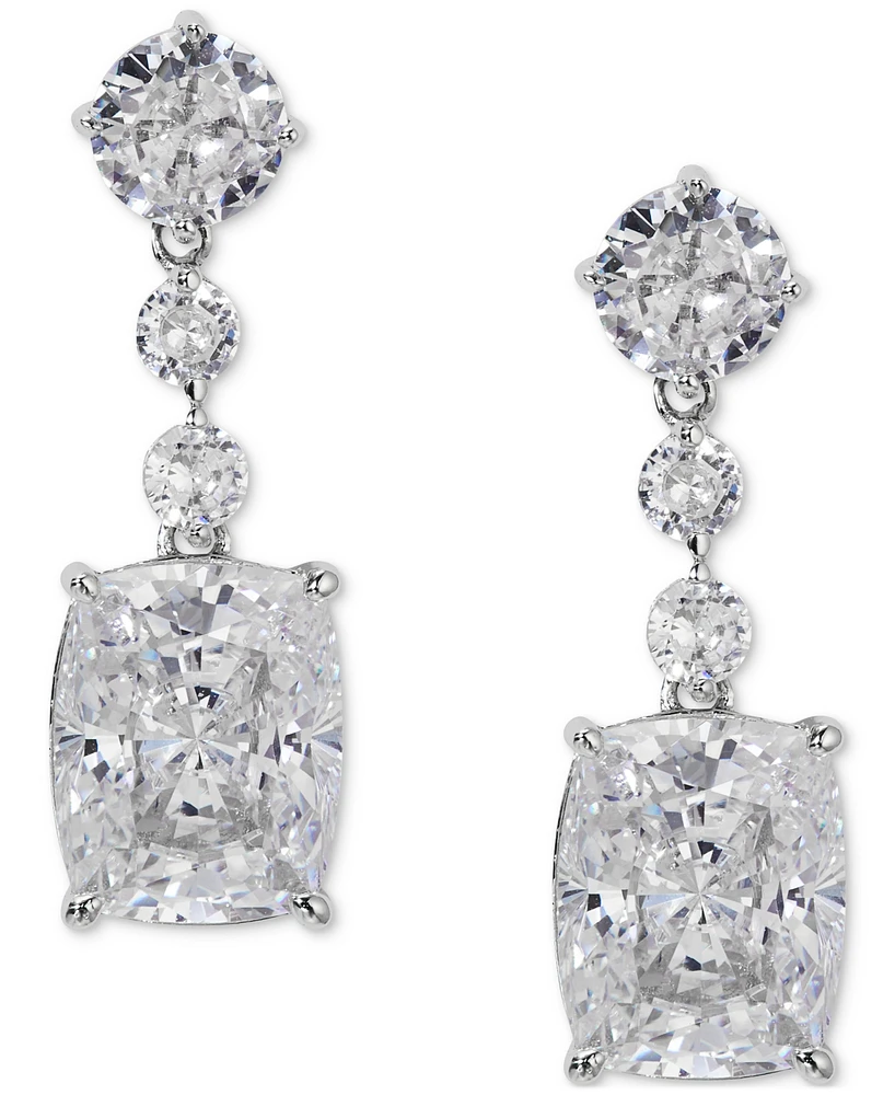 Eliot Danori Silver-Tone Cushion Cubic Zirconia Drop Earrings, Created for Macy's