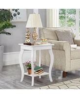 Gymax 2-Tier Accent Side Table Sofa End Table Nightstand Coffee Table w/ Shelf White