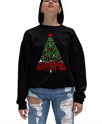 La Pop Art Women's Have Yourself a Merry Little Christmas Word Crewneck Sweatshirt