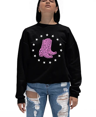 La Pop Art Women's Cowgirl Boots Word Crewneck Sweatshirt