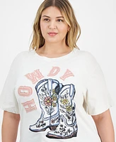 Rebellious One Trendy Plus Cotton Howdy T-Shirt