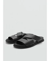 Mango Men's Leather Crossed Strap Sandals