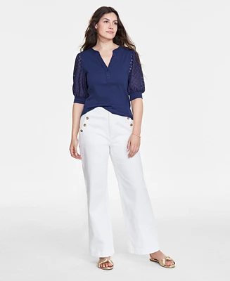 On 34th Women's Sailor High-Rise Wide-Leg Jeans, Created for Macy's