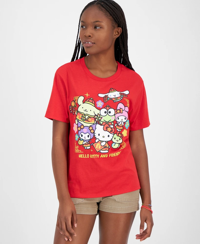 Love Tribe Juniors' Hello Kitty & Friends Lunar New Year Graphic T-Shirt