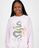 Grayson Threads, The Label Juniors' Lunar New Year Snake Floral Print Sweatshirt