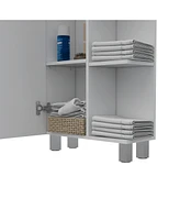 Depot E-shop Venus Mirror Linen Single Door Cabinet, Five External Shelves, Four Interior Shelves