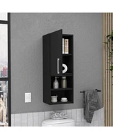 Cairo Medicine Single Door Cabinet, Two External Shelves, Two Interior Shelves, Black