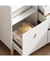 Homsee White 5-Drawer Wooden Stylish Kids Low Dresser