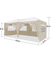 Slickblue Pop-Up Canopy Tent - Portable Outdoor Folding Party Tent with 6 Removable Sidewalls & Carry Bag