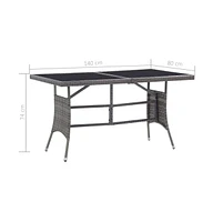 vidaXL Patio Table Gray 55.1"x31.5"x29.1" Poly Rattan