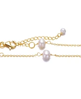 Rachel Glauber 14K Gold Plated Bracelet with Lustrous Pearls