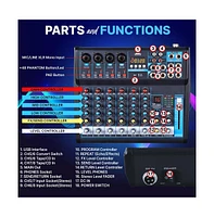 Pyle 8-Channel Bluetooth Pro Audio Dj Sound Mixer