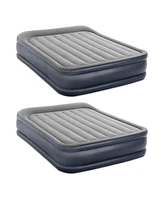 Intex Dura Beam Deluxe Pillow Raised Air Mattress Bed w/Pump, Queen (2 Pack)