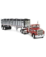 First Gear Dcp 1/64 Red & Black Ford Ltl Day Cab w/ East End Dump Trailer