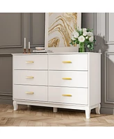 Homsee White Wooden Accent Storage Cabinet with 6 Large Drawers