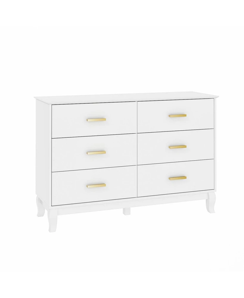 Homsee White Wooden Accent Storage Cabinet with 6 Large Drawers