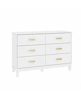 Homsee White Wooden Accent Storage Cabinet with 6 Large Drawers