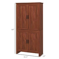 Homcom 64" Freesding Kitchen Pantry Food Storage Cabinet w/ Shelves,