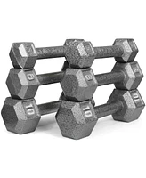 HolaHatha 5, 8, 10, 12 & 15 lb Cast Iron Dumbbell Free Hand Weight Set with Rack