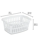 Sterilite 1.5 Bushel Rectangular Plastic Laundry Basket Bins, White, 12 Pack