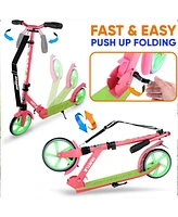 Hurtle Adjustable and Foldable Kick Scooter with High Impact Wheels, Watermelon