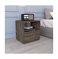 Depot E-Shop Canadian Nightstand 20"H, Superior Top, Open Shelf, One Cabinet