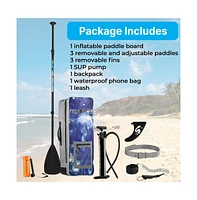 SereneLife Rising Flow Inflatable Stand-Up Paddle-Board With Accessories, Space Blue Design