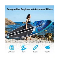 SereneLife Rising Flow Inflatable Stand-Up Paddle-Board With Accessories, Space Blue Design