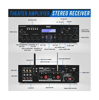 Pyle Bluetooth Stereo Amplifier Receiver With Uhf Wireless Microphone, MP3/Usb/Sd/Aux/Fm Radio, 200 Watt