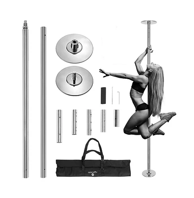 SereneLife Portable Dancing Pole for Fitness and Training - Chrome Surface