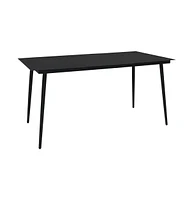 vidaXL Patio Dining Table Black 59.1"x31.5"x29.1" Steel and Glass