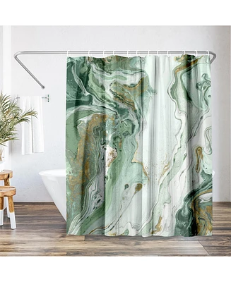 Americanflat Abstract Shower Curtain Marble Petroleum by Pi Creative Art