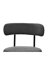 Slickblue Set of 2 Grey Boucle Dining Chairs – Mid-Century Modern with Curved Backrest & Round Upholstered Seats