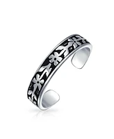 Bling Jewelry Western Flowers Vine Leaf Oxidized Midi Band Toe Ring Silver Sterling